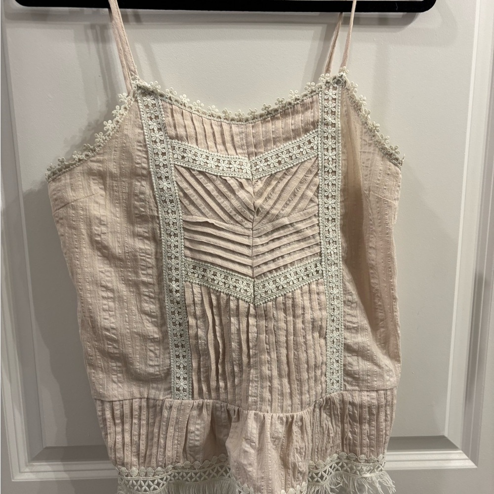 POL Pink and White Lace Trim Camisole